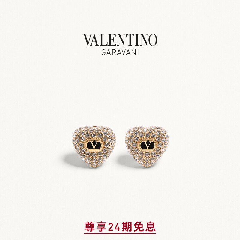 华伦天奴VALENTINO女士 COEUR ROYAL 金属、珐琅和仿水晶耳环