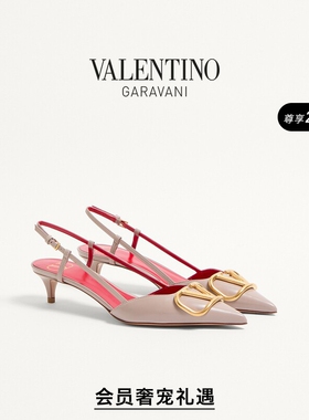 华伦天奴VALENTINO女士VLOGO SIGNATURE牛皮革高跟鞋[礼物]