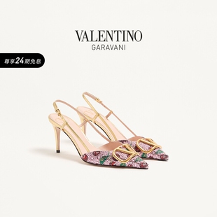华伦天奴VALENTINO女士VLOGO SIGNATURE后系带高跟鞋