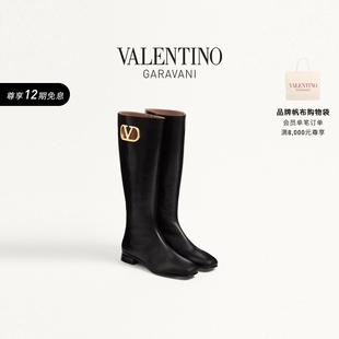 华伦天奴VALENTINO女士VLOGO SIGNATURE羊皮革靴 12期免息