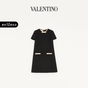 华伦天奴VALENTINO女士纯色羊毛花呢连衣裙 12期免息