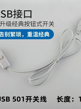 usb开关改装LED灯电源充电线usb接头开关按钮501开关1.5米长USB线