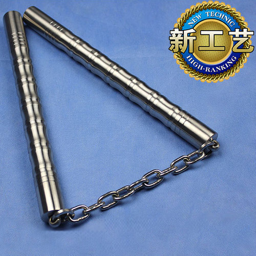 不锈钢双节棍实战重棍防滑功力棍