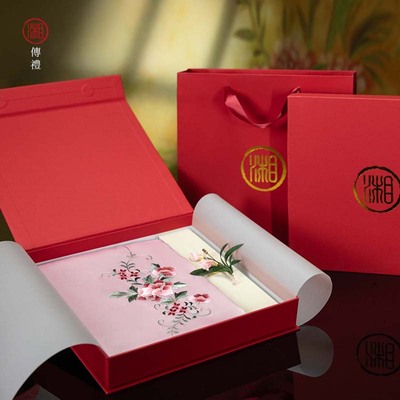 湘传礼围巾礼盒刺绣湘绣