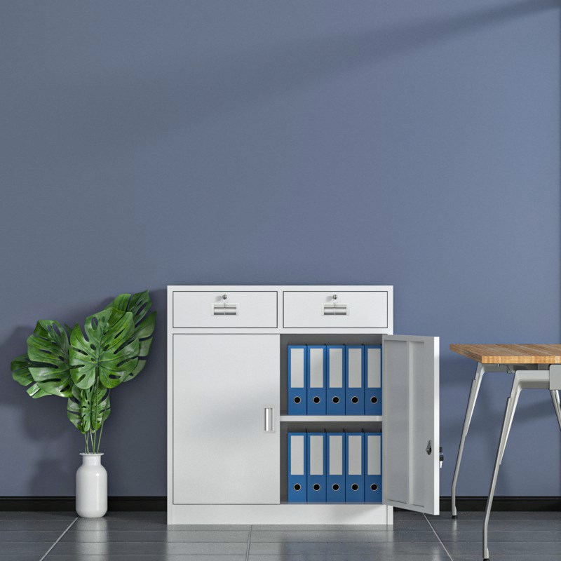 热销二斗矮柜办公室铁皮文件柜落地抽屉收纳柜家用阳台储物柜工具