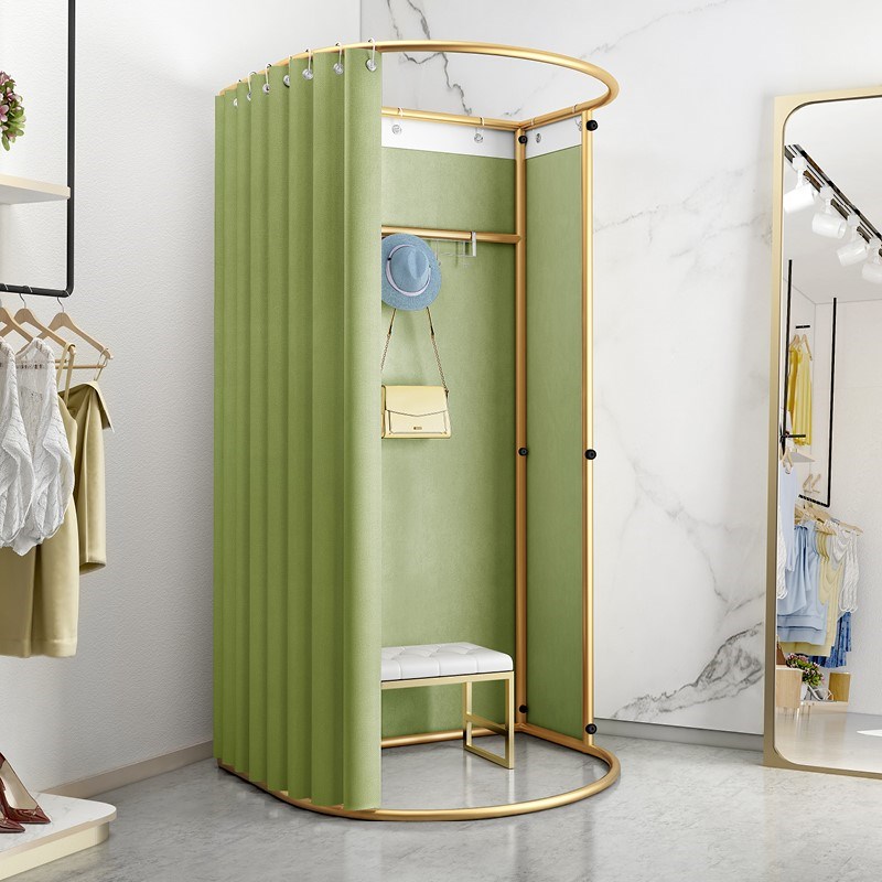 热销服装店展示架落地试衣间临时活动换衣间轨道商场简易可移动更