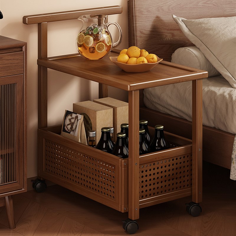热销简易家用移动茶几推车小餐车客厅收纳车边几置物架沙发边桌小