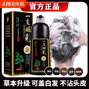 热销染堂黑色染头发剂泡泡染用黑茶色一洗黑膏新品 盖白发焗油栗棕
