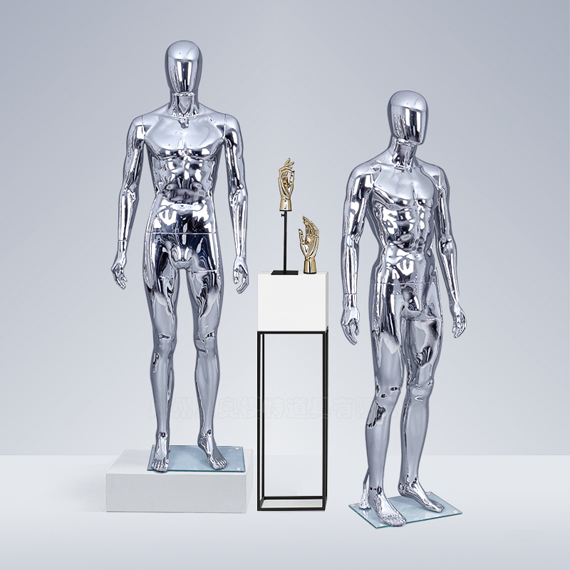 热销时尚品质男服装店全身电镀模特 男电镀假人模特展示道具