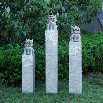 热销新中式拴马桩公司开业落地摆件门口别墅布置装饰狮子麒麟貔貅