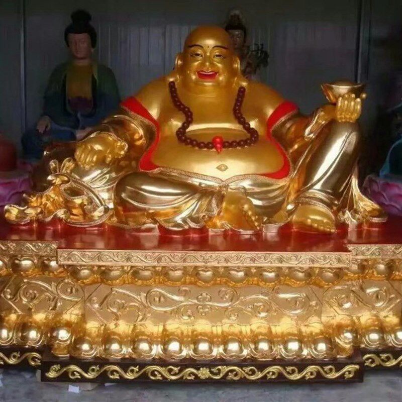热销铜佛像弥勒佛纯铜制品寺庙家居供奉摆件铜雕铸铜弥勒佛雕像