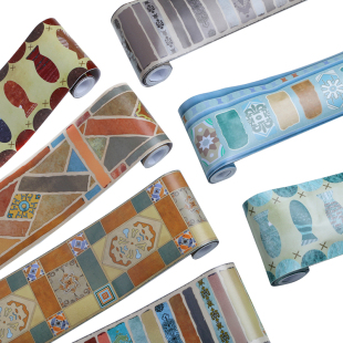 热销卫生间瓷砖墙面腰线墙贴自粘踢脚线贴纸防水厨房装饰遮丑加厚