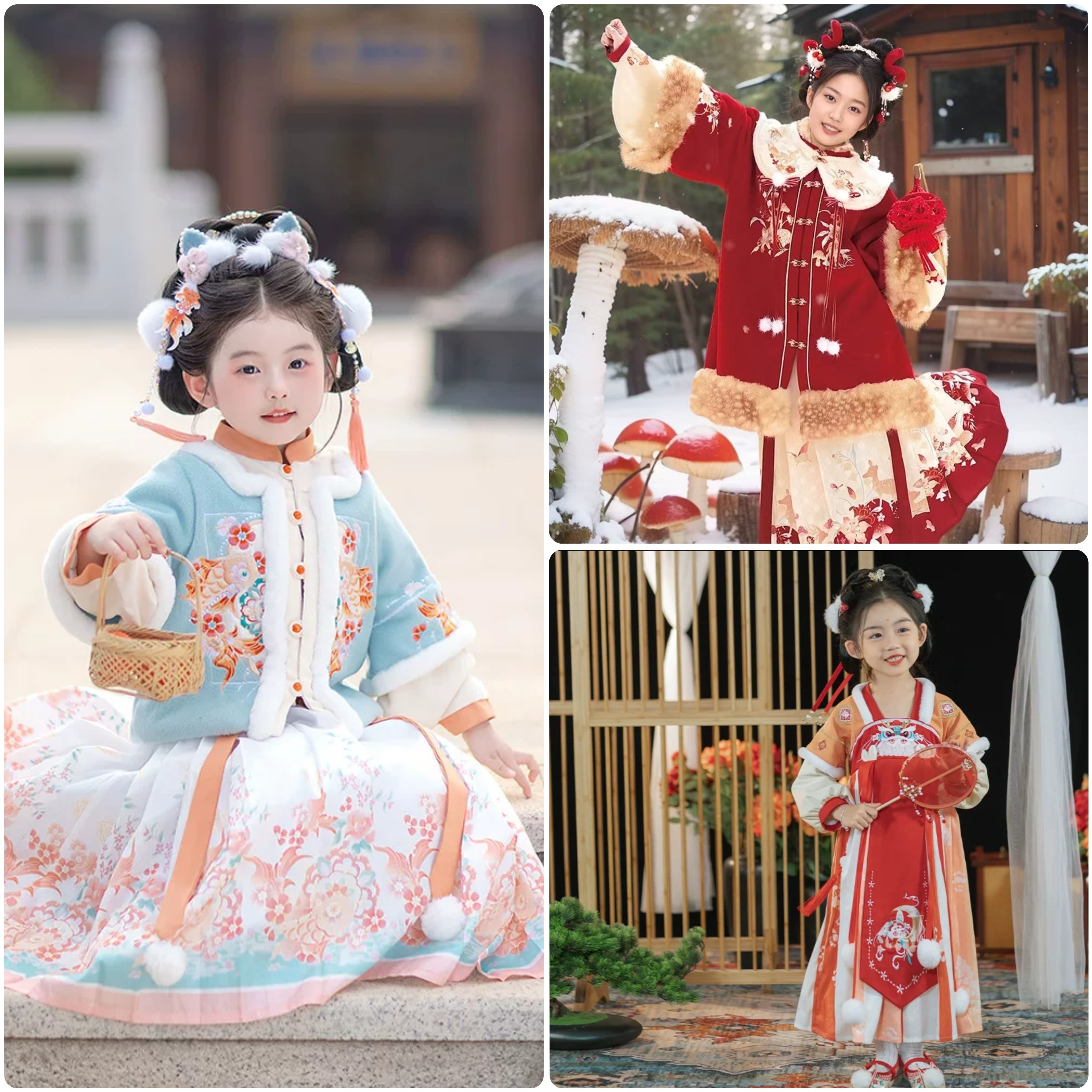 儿童汉服亲子装马面裙套装拜年服