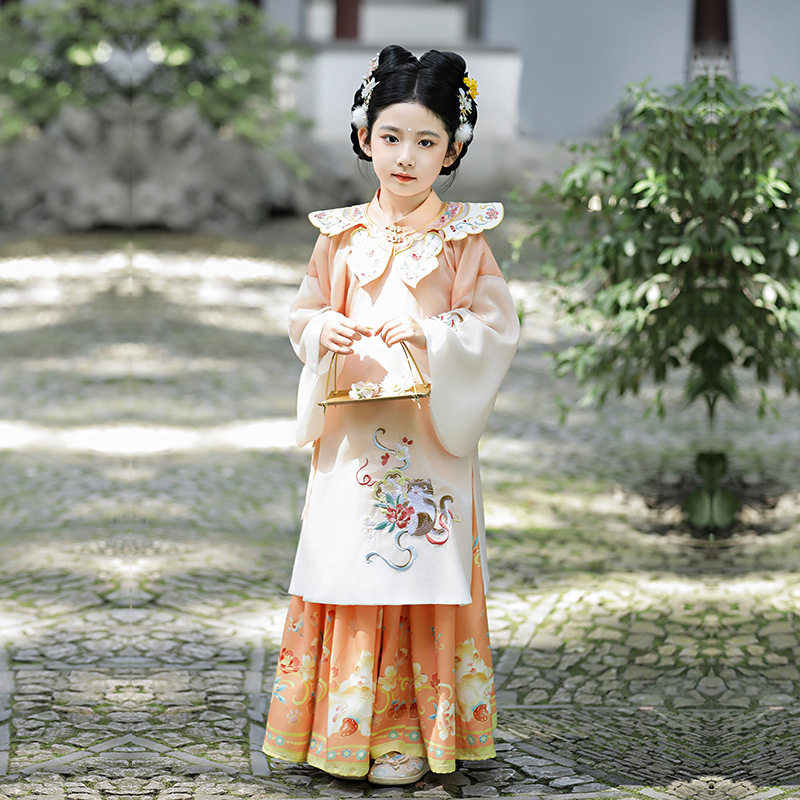 明制汉服女童秋款2023新款古风超仙儿童古装中国风明制袄裙连衣裙