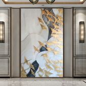 玄关抽象竖版 壁纸3d背景墙墙布5d玻璃墙墙纸线条飞鸟走廊过道墙画