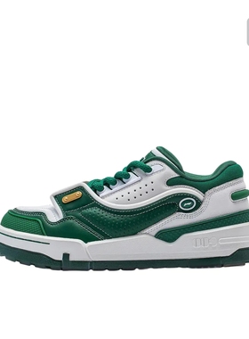 李宁001 BTC男女经典复古绿白拼接舒适运动休闲板鞋