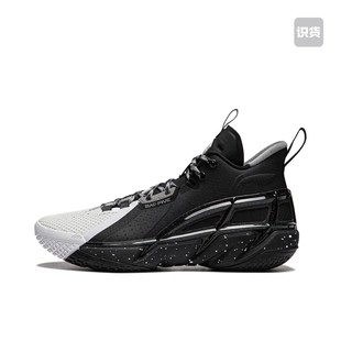 李宁反伍4篮球鞋男中帮透气网面黑白配色专业实战运动鞋ABFU015