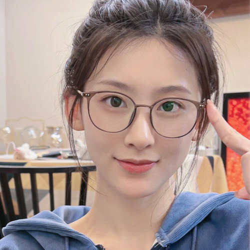 茶色眼镜近视女可配度数女