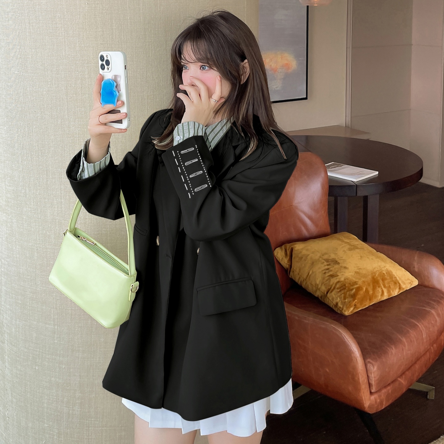 加肥加大码遮肉西装外套女2025