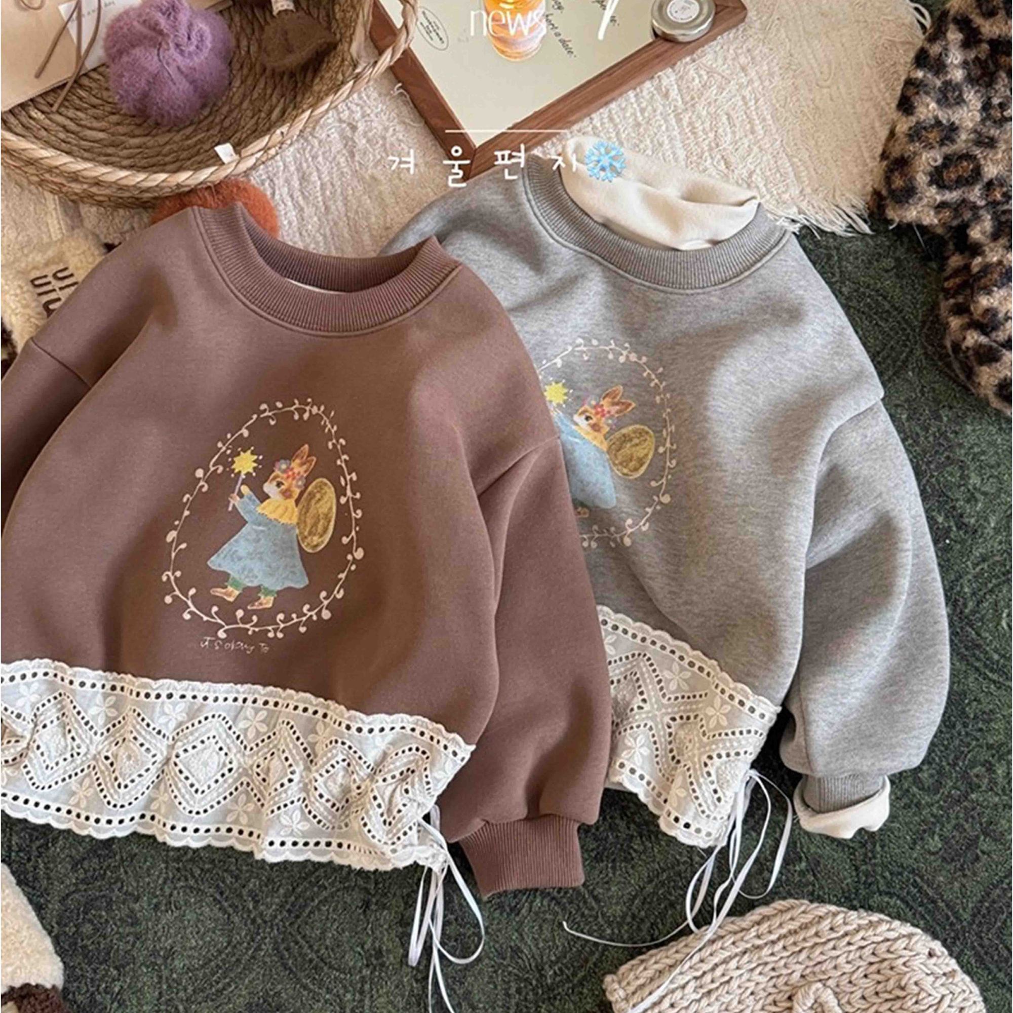 女童蕾丝拼接加绒卫衣秋冬