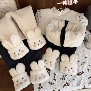 女宝宝一条过冬夹棉裤子冬装女婴儿冬款女童超厚蚕丝棉打底裤保暖