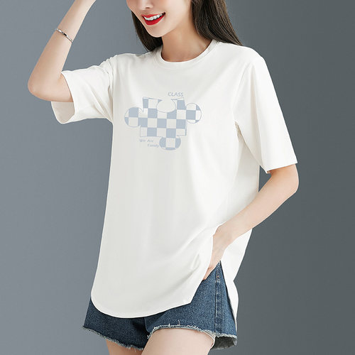 白色宽松设计感小众短袖t恤女夏