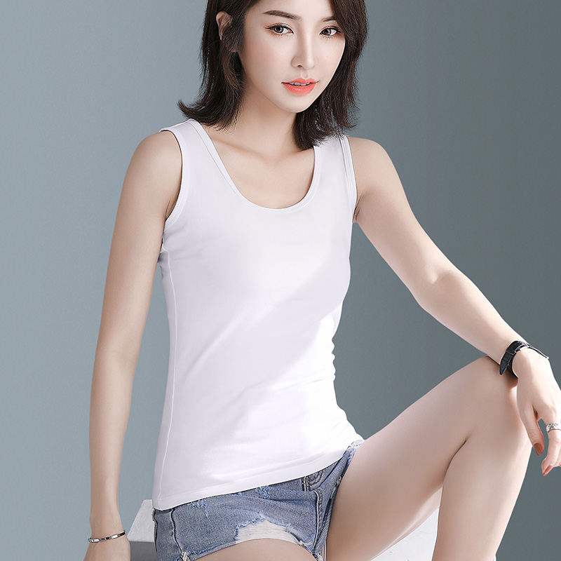 白色纯棉修身U领吊带背心女内搭