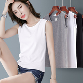 白色罗纹棉直筒吊带背心女内搭春夏季 打底衫 新款 纯色百搭外穿无袖