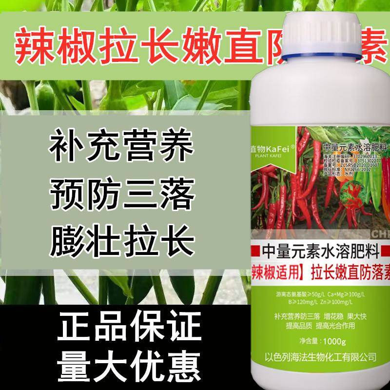 辣椒膨大拉直素三不落拉长保花保果生根壮苗剂增产增收专用叶面肥