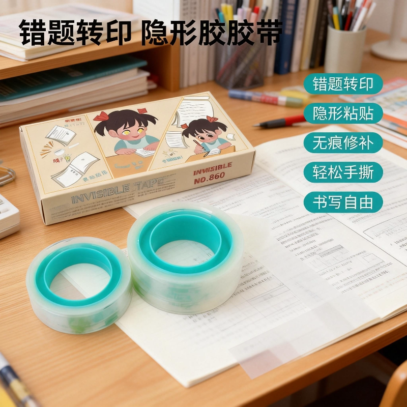 无痕隐形胶带课本修补胶带可书写错题转印胶多功能隐形文具胶带