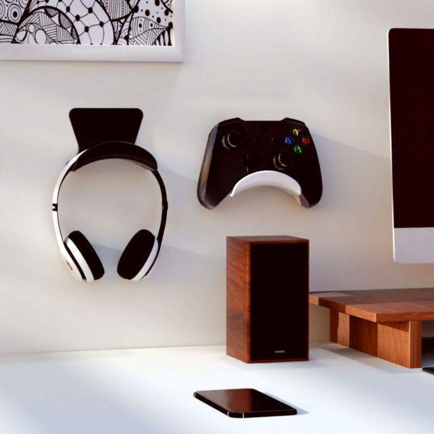 耳机支架壁挂免打孔桌下托架电竞头戴式收纳挂钩设计实用家居礼品