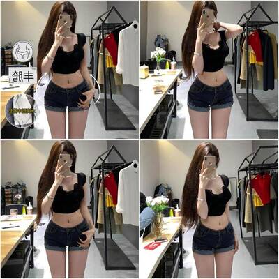 李李服饰低腰卷边弹力牛仔短裤女2025年夏季新款辣妹显瘦包臀短裤