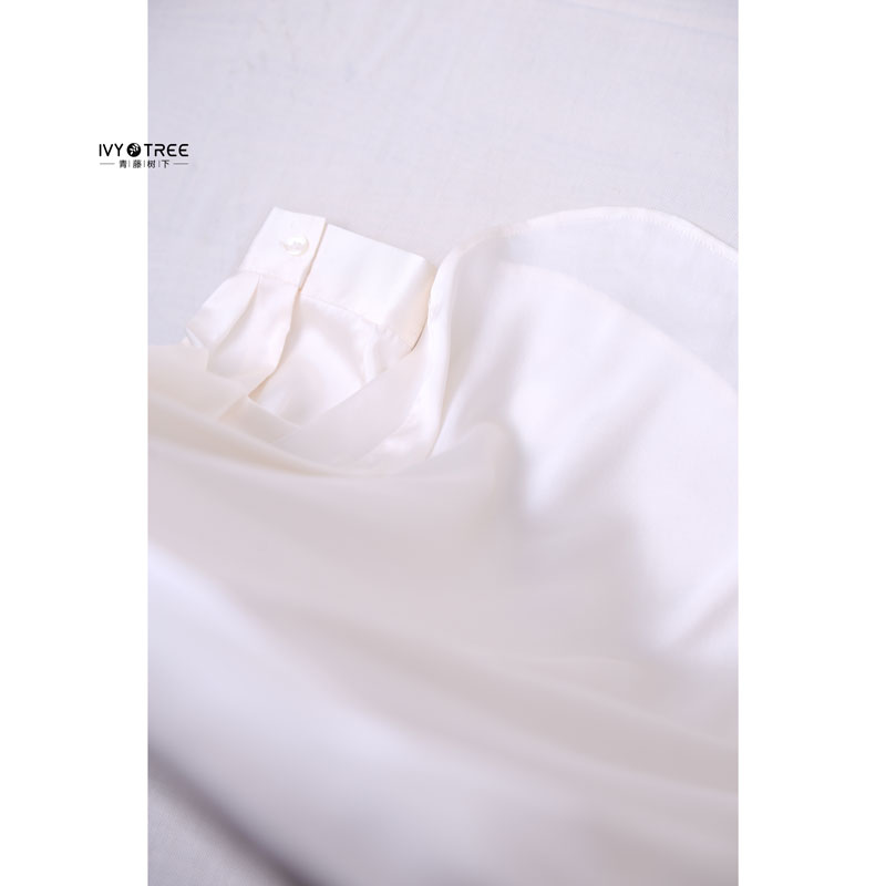 原DAI~通勤不能没有的佰搭之W~真丝软缎立领暗门襟长袖衬衫女A5