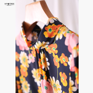 Y你要的法式风情！ 21姆米小重磅真丝衬衫印花立领灯笼袖上衣 Q-2