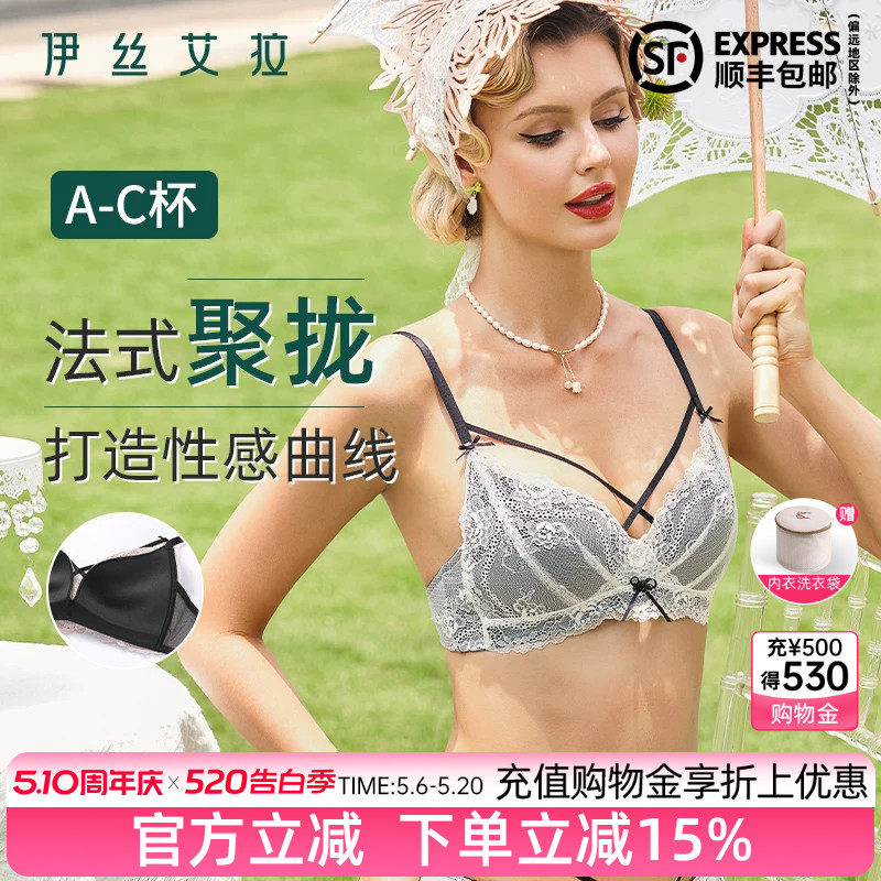 伊丝艾拉内衣女小胸聚拢文胸套装