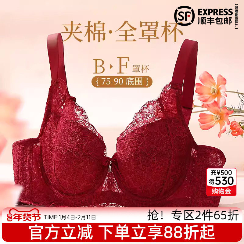 伊丝艾拉蕾丝薄款文胸 收副乳防下垂大胸显小调整型内衣女胸罩bra,淘宝优惠券,粉丝福利购,淘宝优惠卷