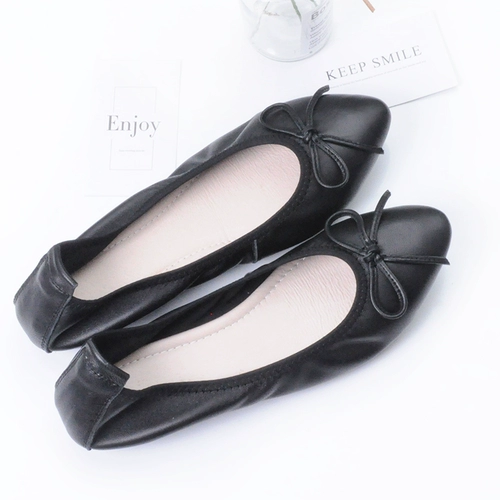 Комфортная обувь с заостренным носом для кожаной обуви с бантиком с низким вырезом, из натуральной кожи, мягкая подошва