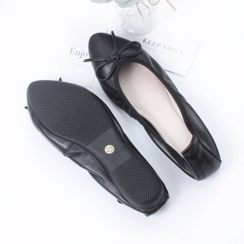 Комфортная обувь с заостренным носом для кожаной обуви с бантиком с низким вырезом, из натуральной кожи, мягкая подошва