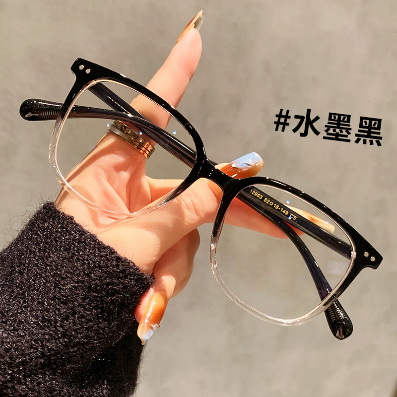 超轻TR眼镜近视女可配度数大框早八素颜黑框男高颜值平面眼睛框架