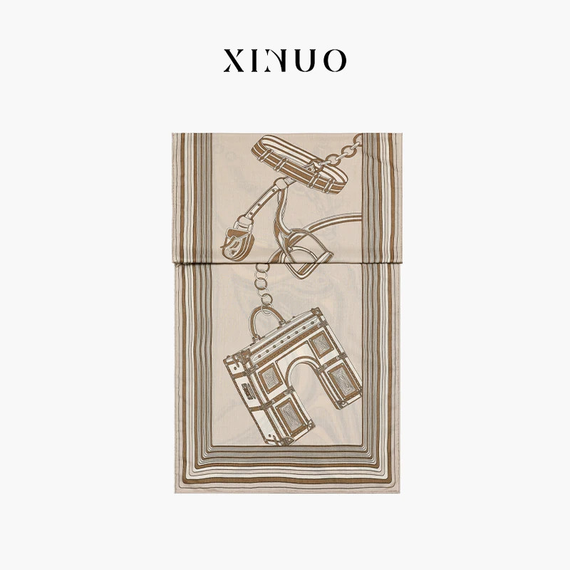 xinuosichou惜诺 托斯卡尼轻奢丝绒围巾高级感斗篷真丝羊毛披肩女