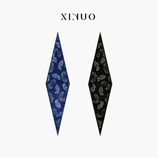 XINUO 桑蠶絲絲巾系脖經典 百搭 真絲腰果花菱形巾防曬 素韻佩斯利