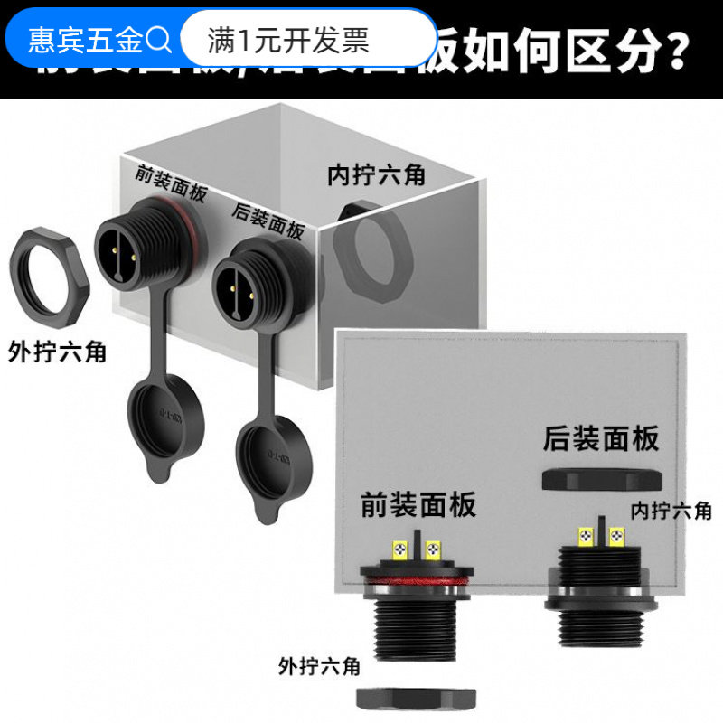 免焊M20防水航空插头面板式防水