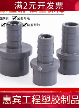 pvc软管接头宝塔直接直通塑料软硬快接插口螺纹灰色6分外径内径20
