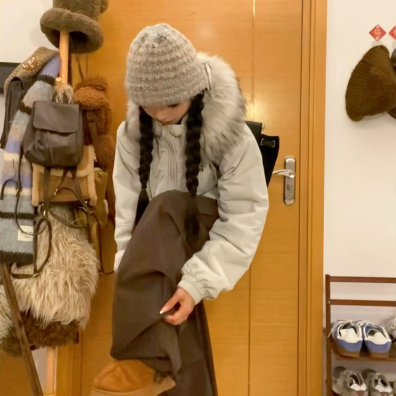 派克服棉服女2025新款冬季毛领加绒棉衣美式复古冬装铺棉外套棉袄