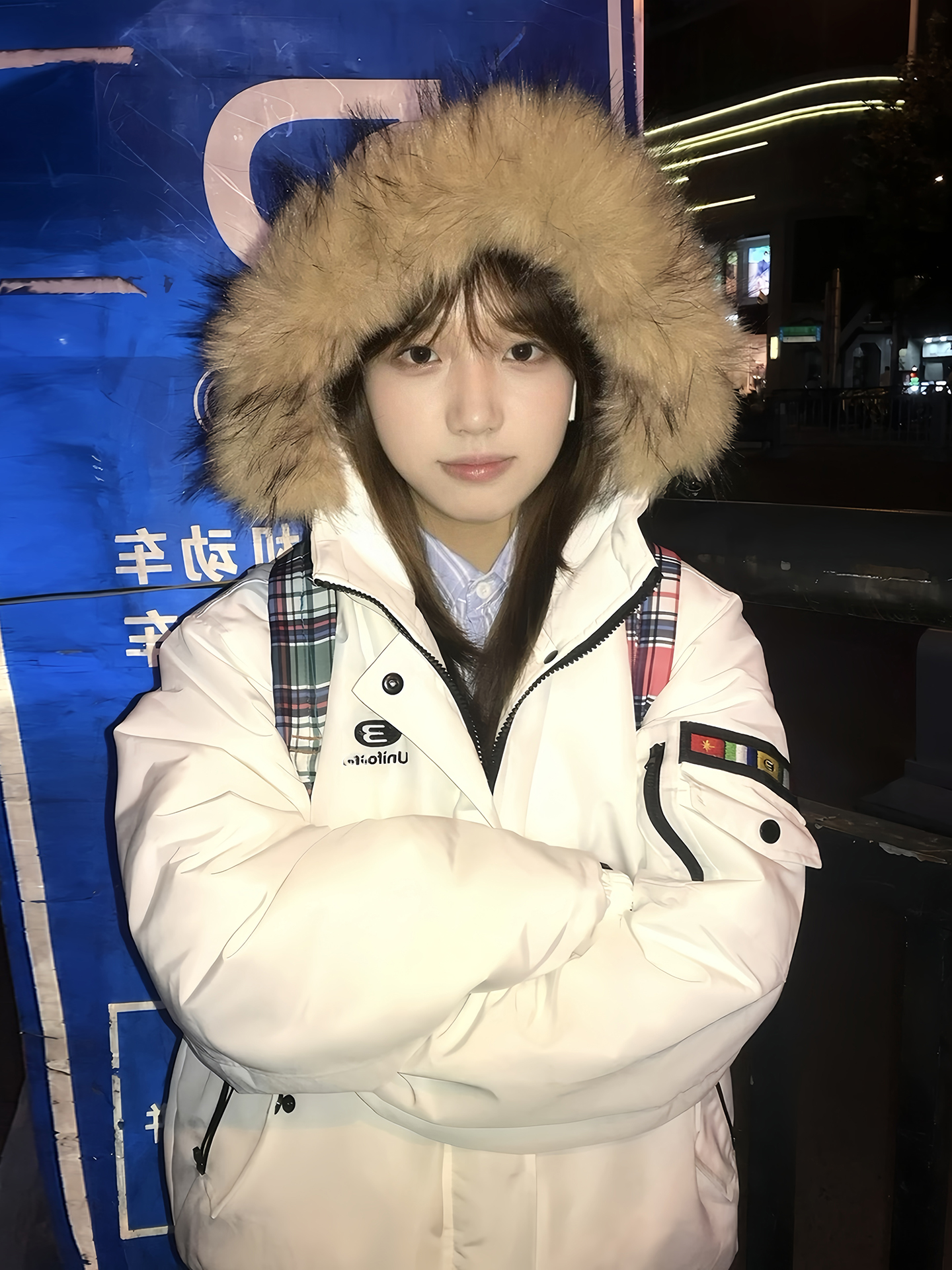 棉服女款2025冬季新款加厚棉衣白色工装大毛领派克服韩系棉袄外套