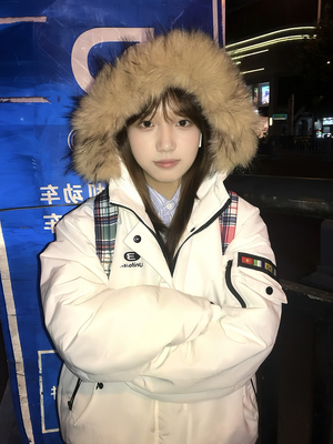 棉服女款2025冬季新款加厚棉衣白色工装大毛领派克服韩系棉袄外套