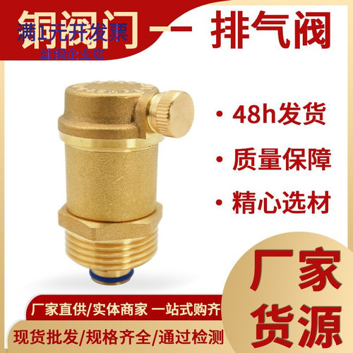 黄铜自动排气阀家用配件4分6分暖