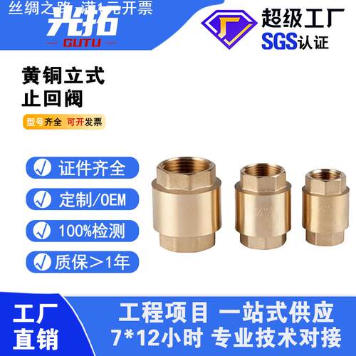 货源黄铜立式内丝止回阀 隔膜式弹簧逆止阀 内丝单向止回阀门