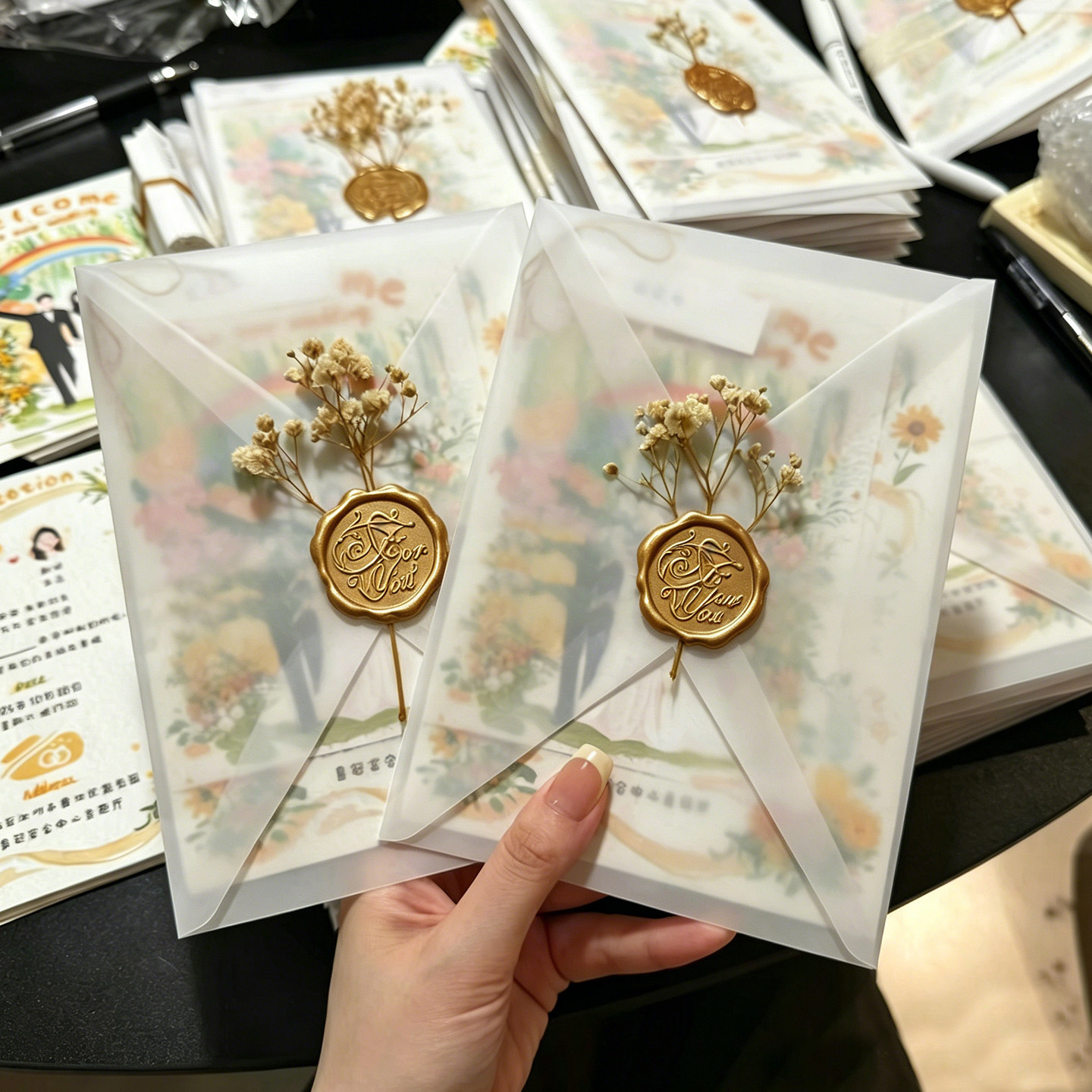 复古婚礼请柬定制蜡封喜帖打印图片