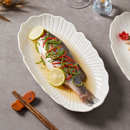 高级感釉下彩蒸鱼专用盘子陶瓷餐具2025新款 鱼盘家用菜盘大号鱼碟